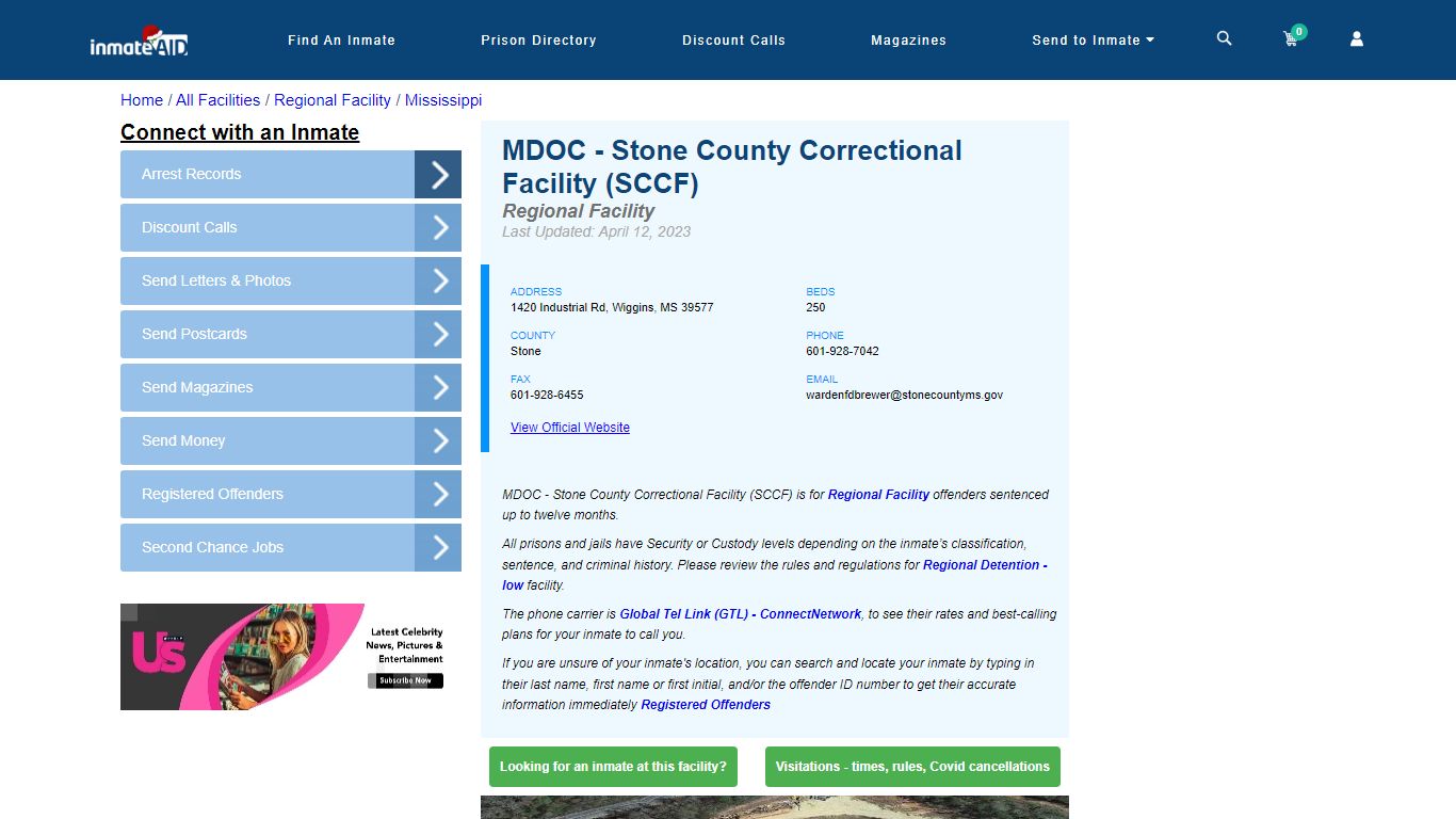 MDOC - Stone County Correctional Facility (SCCF) - Inmate Search ...